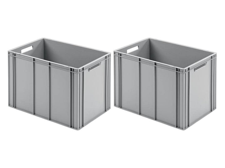 SuperSparSet 2x Eurobehälter mit offenem Griff | HxBxT 42x40x60cm | 70 Liter | Grau | Eurobox, Trans
