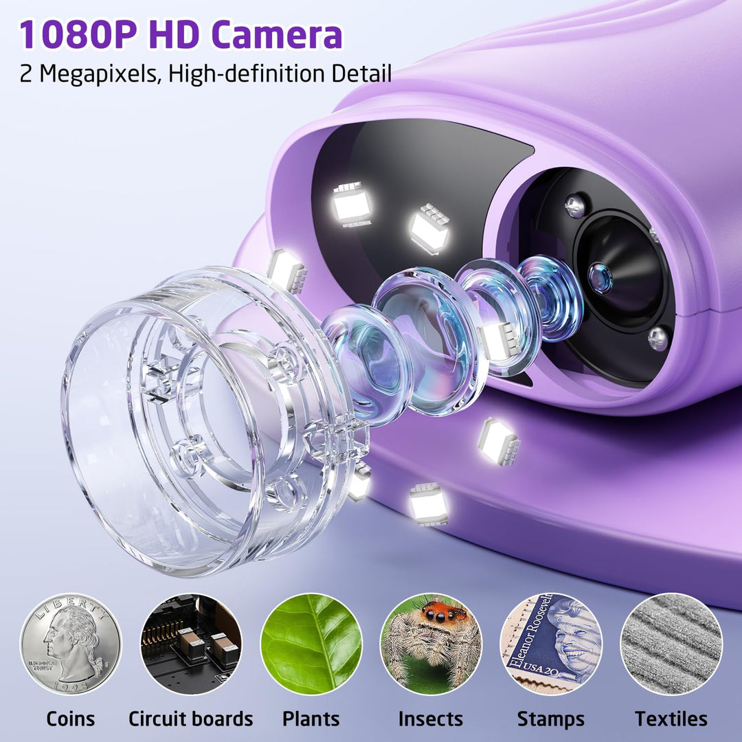 Handy Digital Mikroskop für Kinder, 1080P HD 2.0" Bildschirm Mini-Mikroskop, 1000X USB tragbares Tas