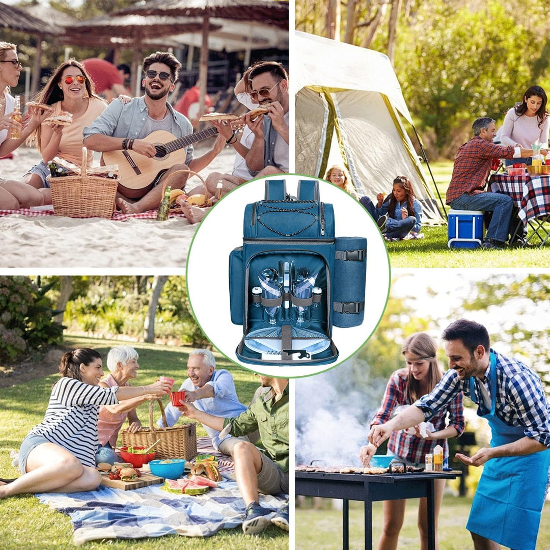 Hap Tim Picknick-Rucksack-Kühler für 2 Personen mit isolierter auslaufsicherer Kühltasche, Weinhalte