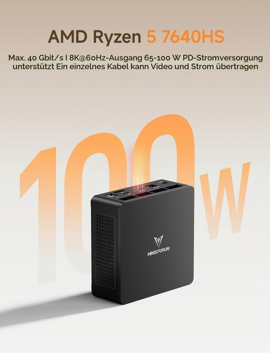 MINIS FORUM UM760 Slim Mini-PC, AMD Ryzen 5 7640HS (6 Kerne/12 Threads, bis zu 5,0 GHz), 32GB DDR5,