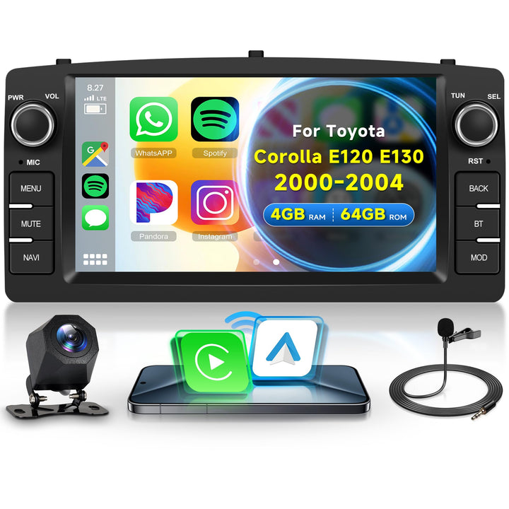 Rimoody 4G+64G Android Autoradio für Toyota Corolla E120 E130 2000-2007 BYD F3 2006-2013 mit Wireles