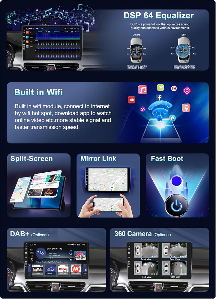 Autoradio für Nissan X-Trail Qashqai J11 T32 (2013–2017) mit GPS-Navi – 10-Zoll-IPS-Touchscreen – 6G