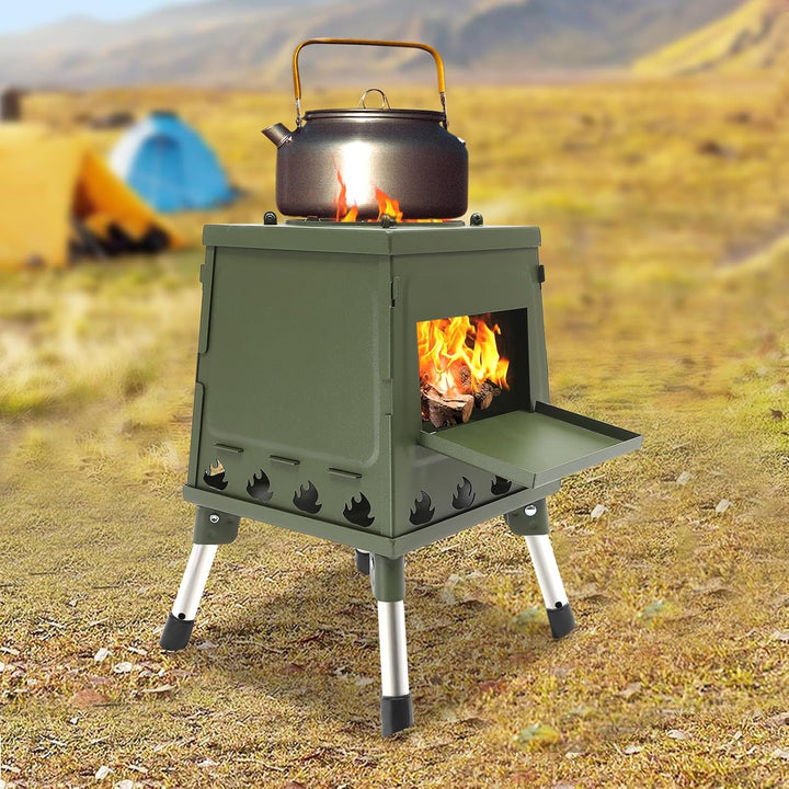 Zeltkocher, Raketenofen Outdoor| Grün | Tragbarer Holzofen für Camping, Outdoor, Zeltheizung, Campin