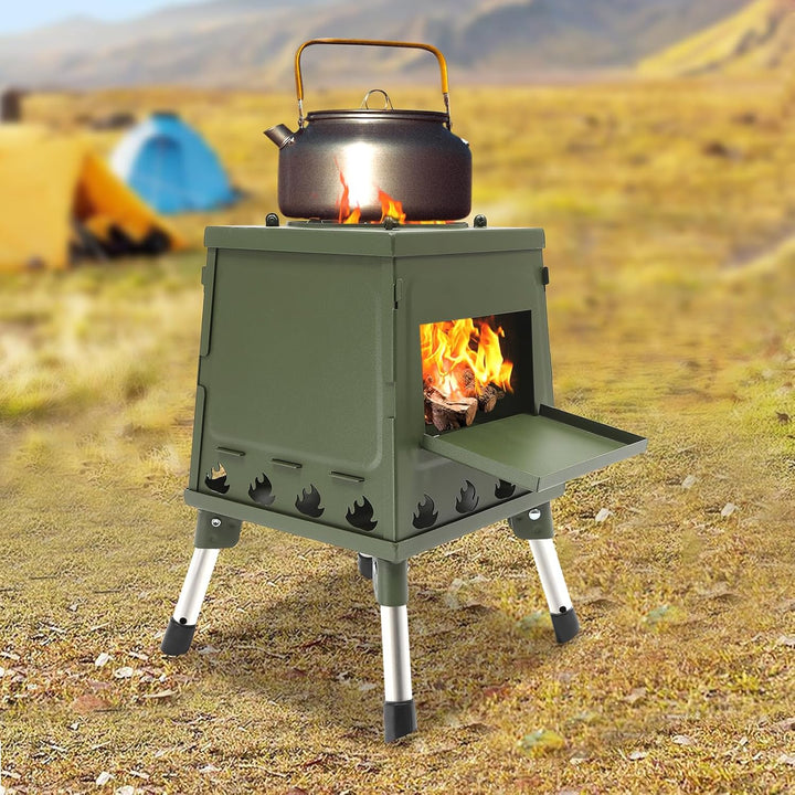 Zeltkocher,Raketenofen Outdoor Klappriger Campingkocher mit 16 BelüFtungslöChern für Holz Holzkohle