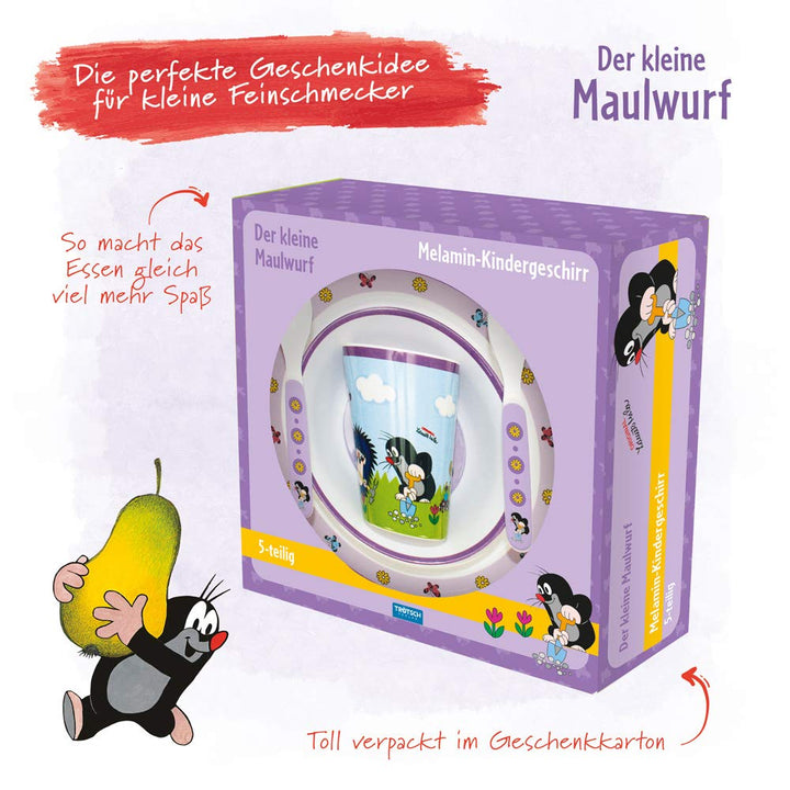 Trötsch Sandmännchen Kindergeschirr Set 5 teilig: aus Melamin mit Geschenkverpackung, Literaturbeila