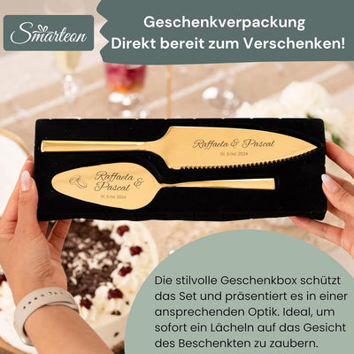 Tortenheber inkl. Tortenmesser im Set mit persönlicher Gravur als Geschenk zur Hochzeit, Jahrestag,