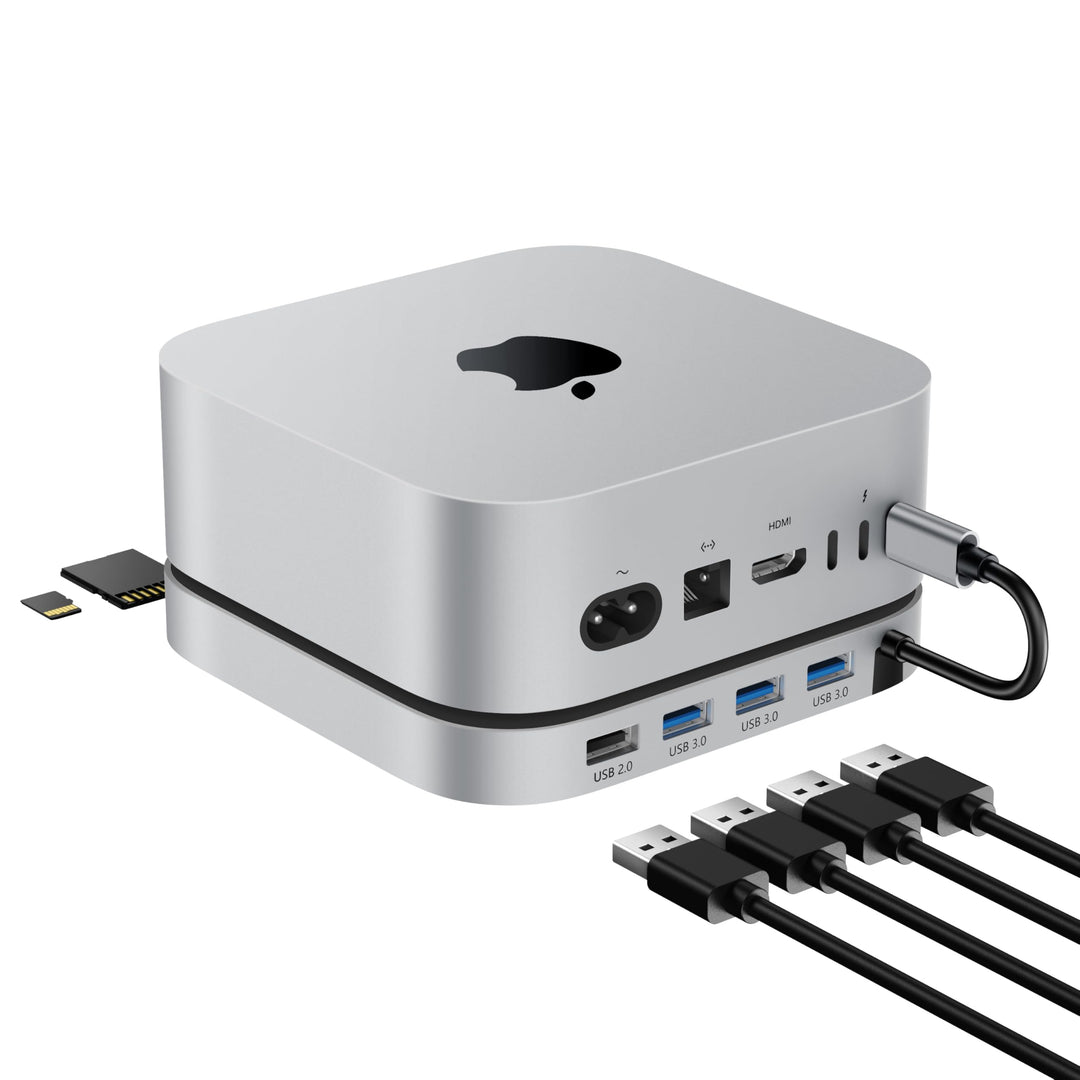 Stouchi Mac mini M4 Dock für Mac mini M 4/M 4 Pro (2024), M4 Hub mit Aluminium 3× USB 3.0 (5 Gbit/s)