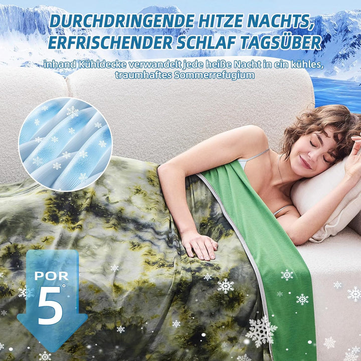 inhand Kühldecke 200x220cm–Selbstkühlende Sommerdecke,Kühldecken zum Schlafen,leichte dünne Kühlende
