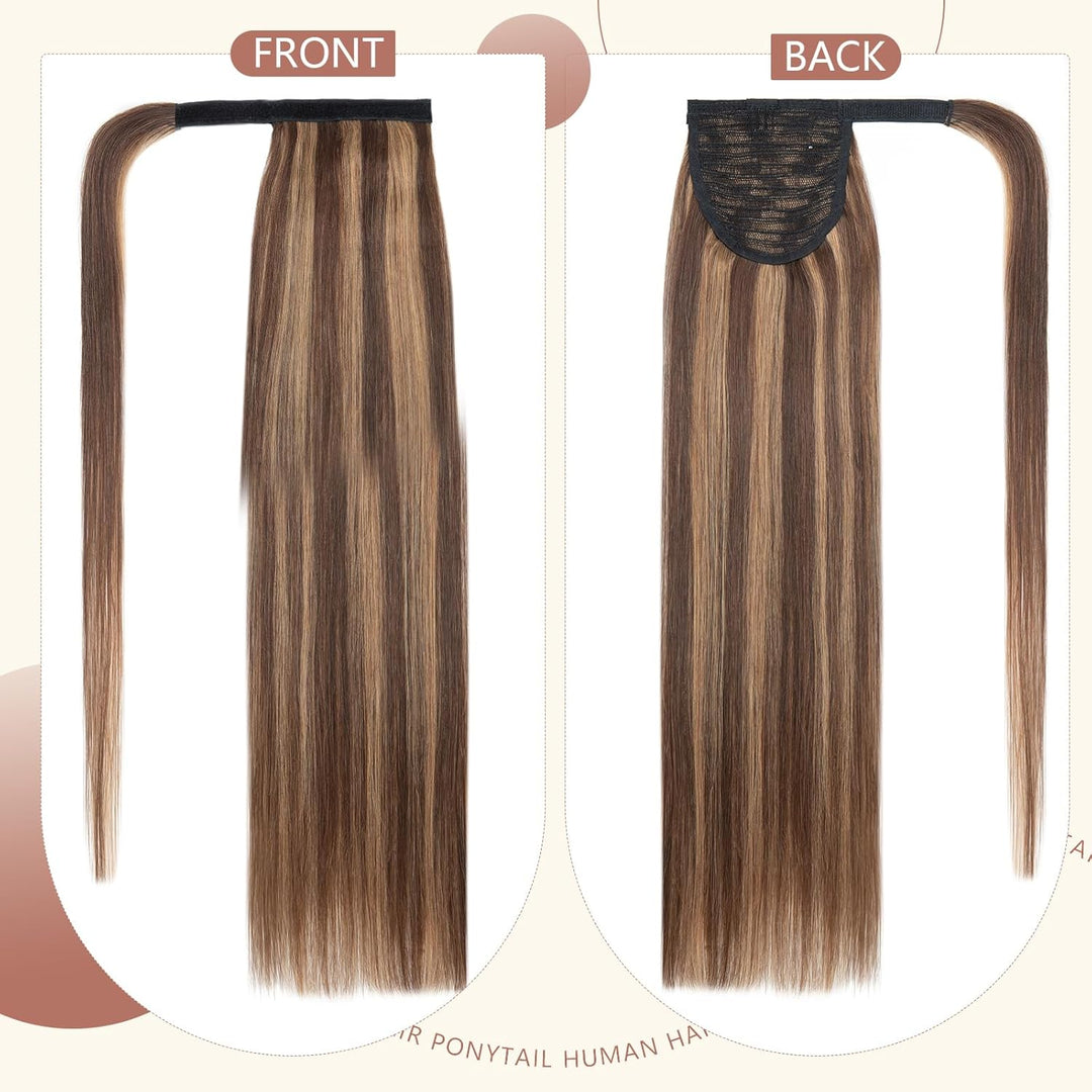 Elailite Ponytail Extension, 35cm Haarverlängerung Echthaar Zopf, 80g Haarzopf Pferdeschwanz Haartei