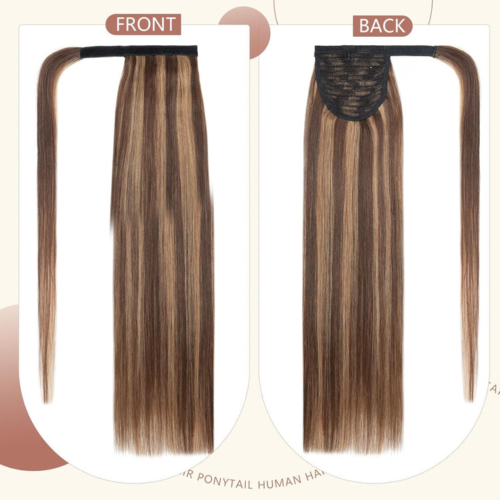 Elailite Ponytail Extension, 35cm Haarverlängerung Echthaar Zopf, 80g Haarzopf Pferdeschwanz Haartei