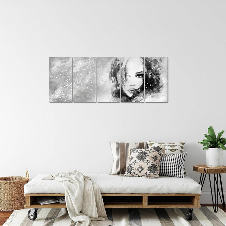 Runa Art Bild Frau Abstrakt Wandbilder auf Vlies Leinwand 5 Teilig Wanddekoration Wohnzimmer Schlafz