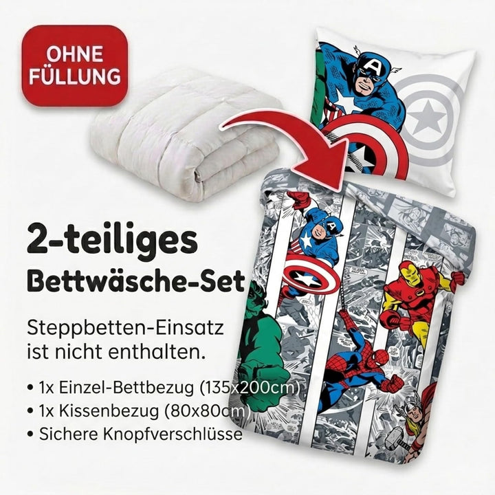Marvel Comics Comic Cool 100% Baumwolle Kinderbettwäsche-Set 135x200 cm Einzelbettgrösse - Bettbezug