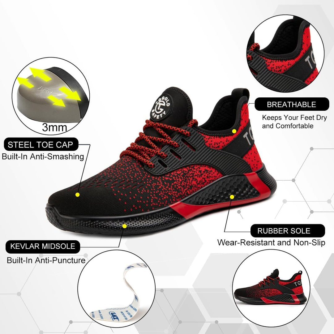 tqgold Sicherheitsschuhe Herren Damen Leicht Arbeitsschuhe | Sportlich Schutzschuhe mit Stahlkappe |