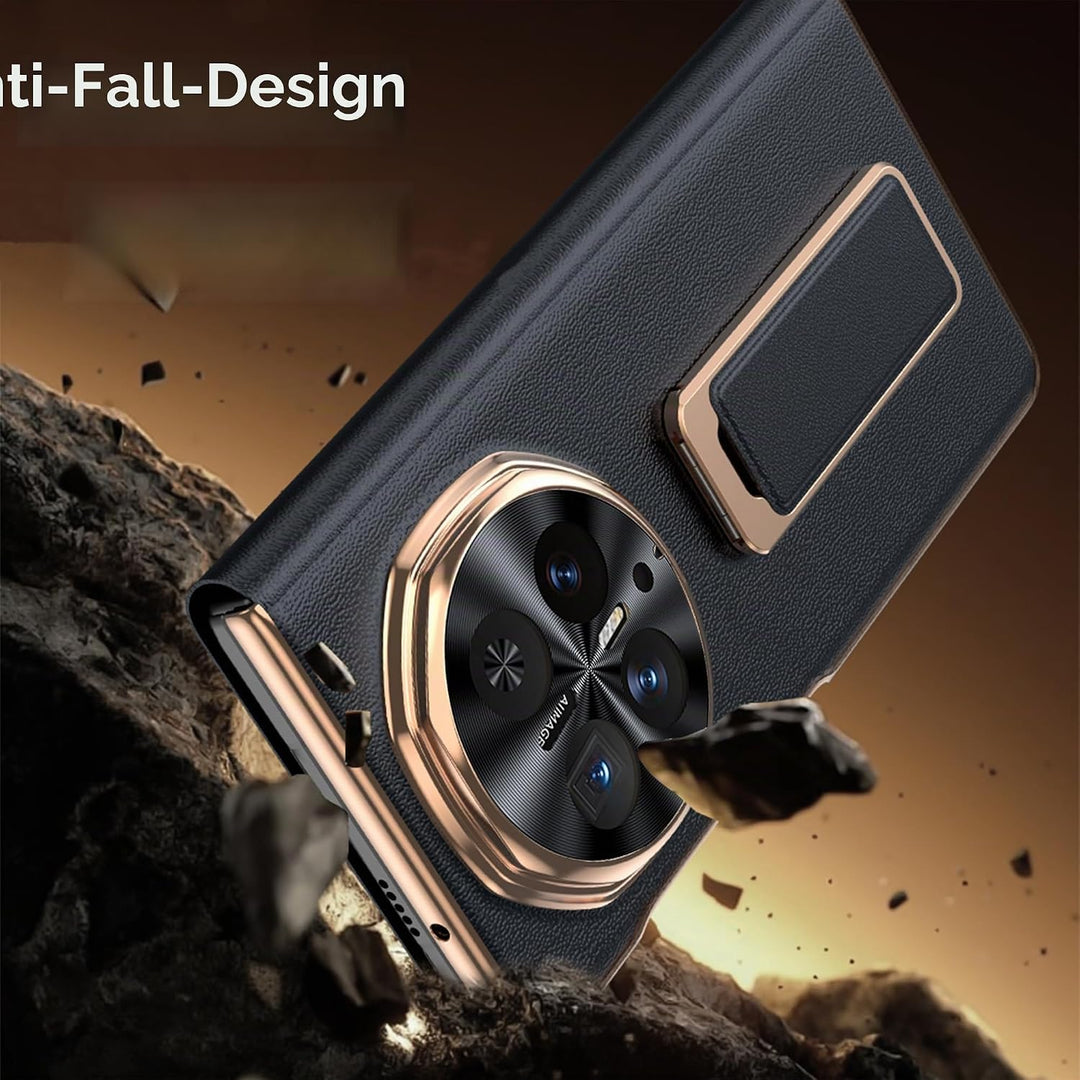 Hülle für Honor magic V6 mit Metall Halter Magnet Ständer, Ultradünn Prämie PU Leder Back Handyhülle