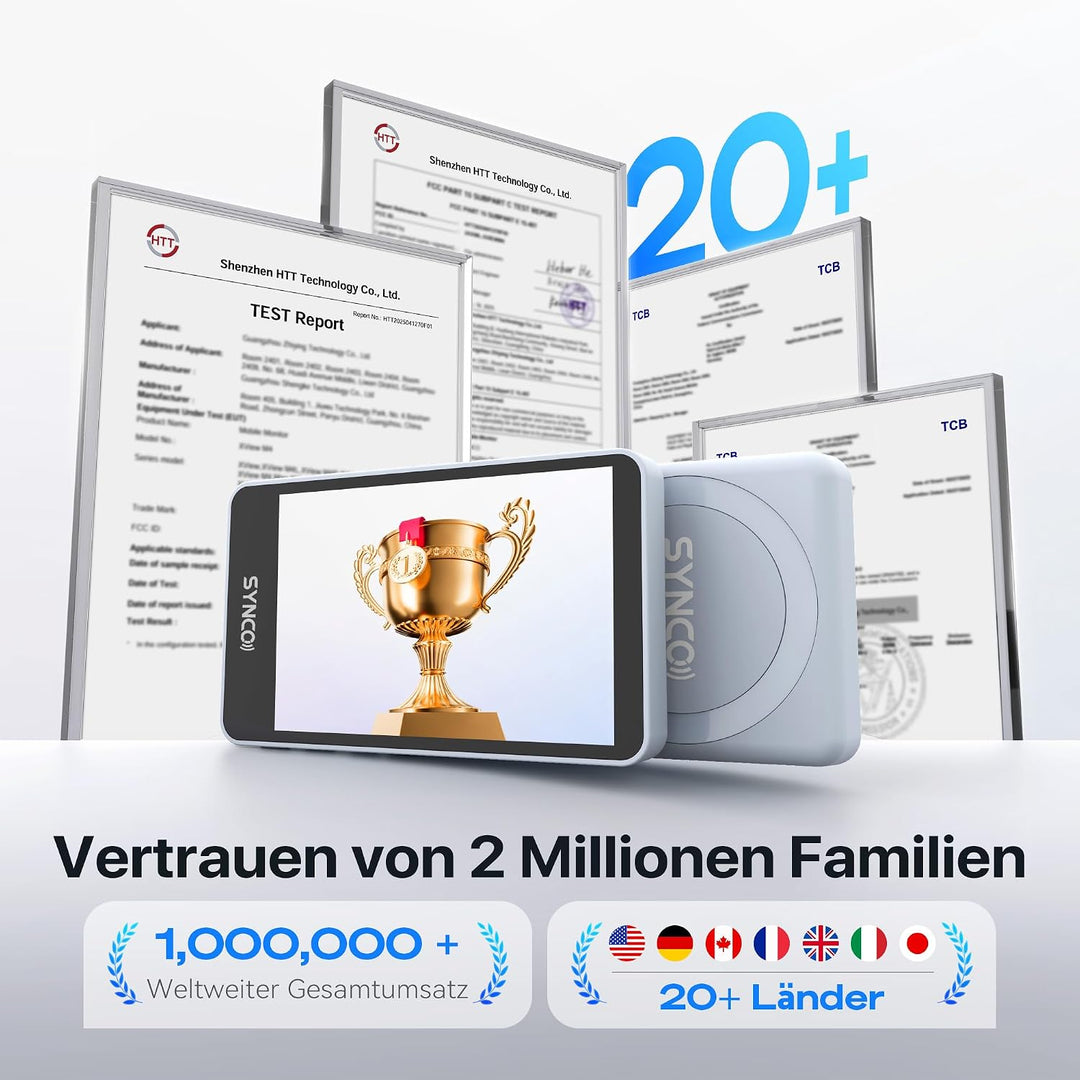SYNCO XView Handy Selfie Monitor mit Touchscreen für iPhone 7-17 & Samsung, Magnetischer Smartphone