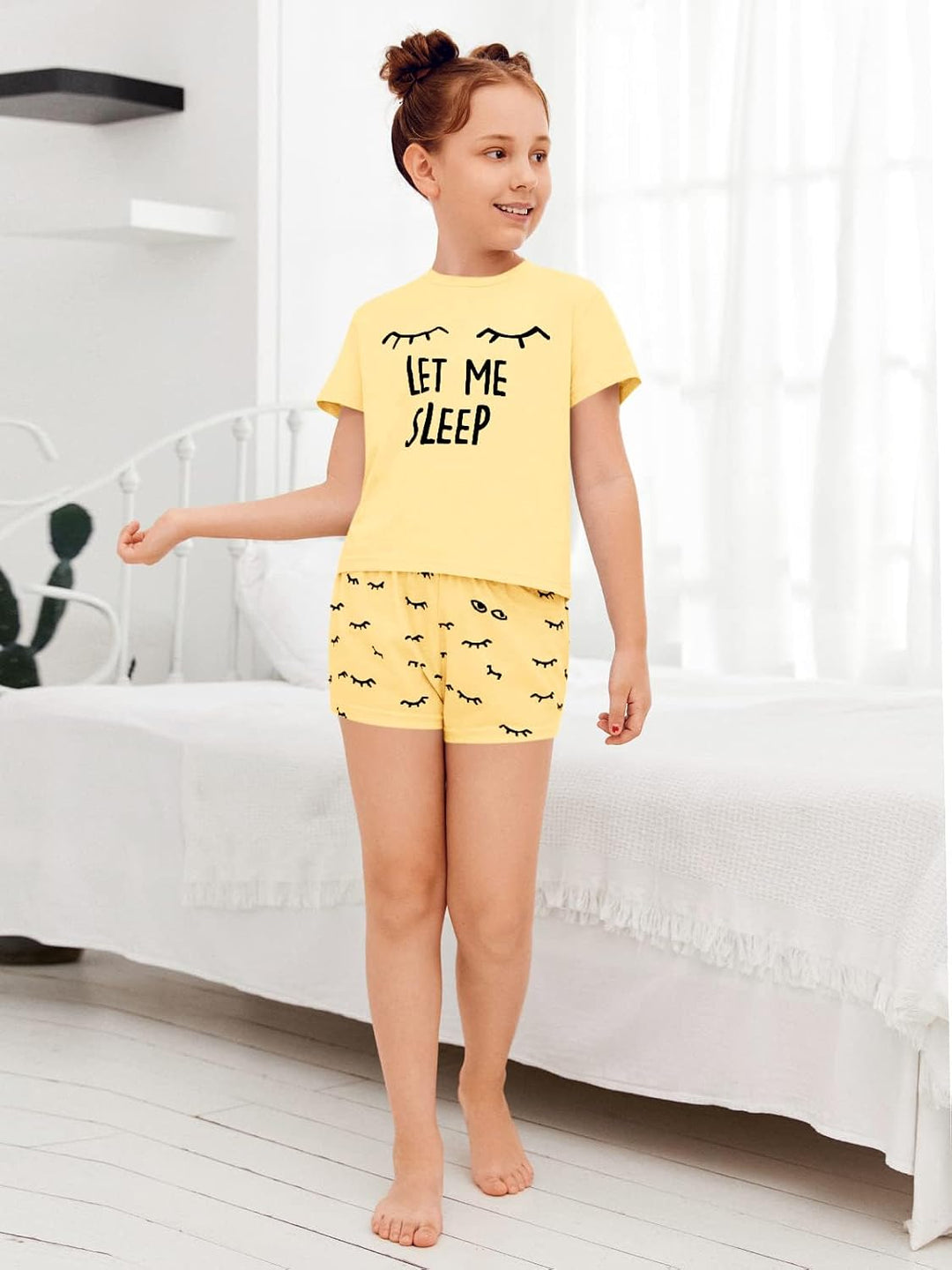 Haloumoning Mädchen Schlafanzüge Sommer Niedliche Shorts Set Bequem Kurzarm Cartoon bedrucktes Pyjam