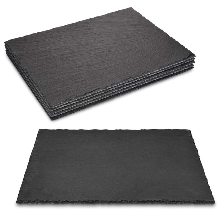 Navaris Schiefer Teller Platzset 6-teilig - 38x28cm Schieferplatten 6x Servierplatte für Sushi Käse