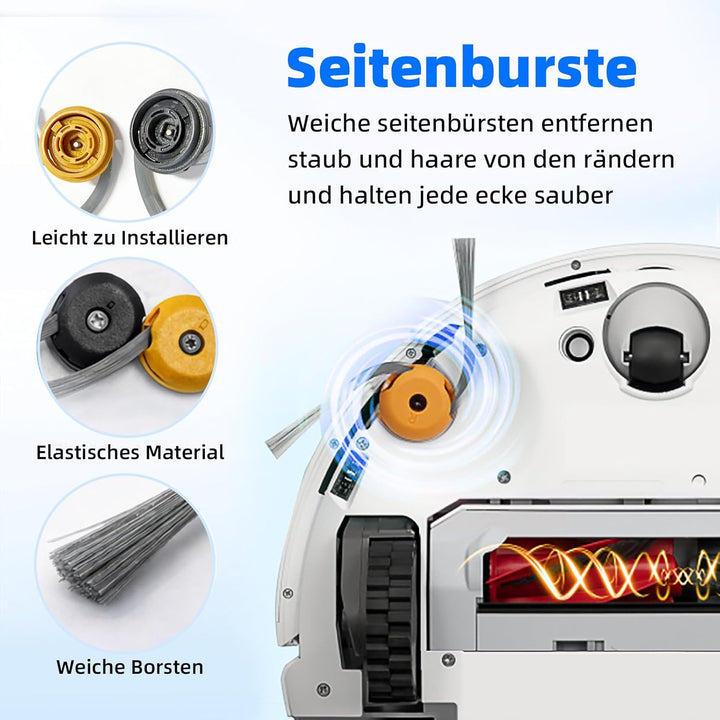 24 Stück Zubehör für Roborock Qrevo Curv 2 Flow Saugroboter mit 2 Paar Hauptbürsten, 2 Wischrolle, 4