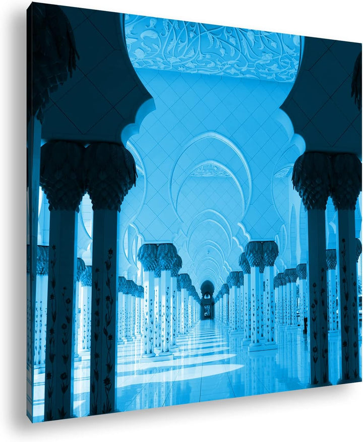 deyoli Inneres Einer Moschee in Abu Dhabi Format: 70x70 Effekt: Monocrome Blau als Leinwand, Motiv f