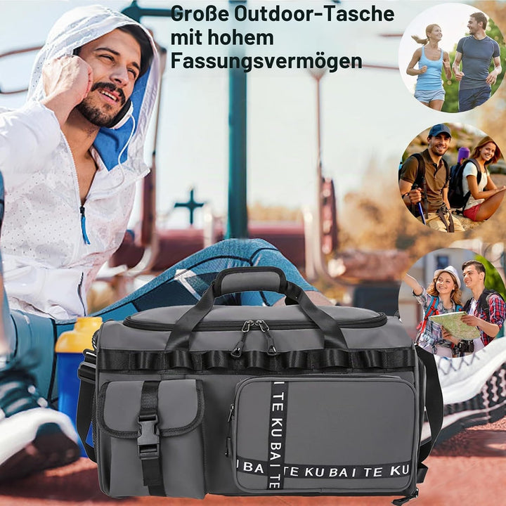 Reisetasche Damen Herren, 65L Wasserabweisende Sporttasche, Large Capacity Reise Tasche Gym Bag, mit