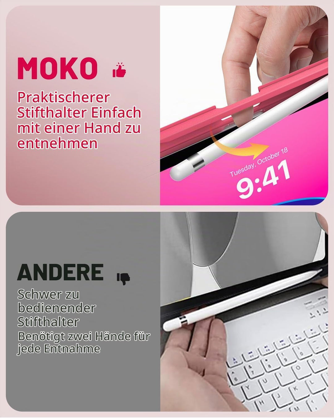MoKo Tastatur Hülle für iPad 10th Generation 2022, iPad 10,9 Zoll, Multi-Winkel Magnetische Tablet H