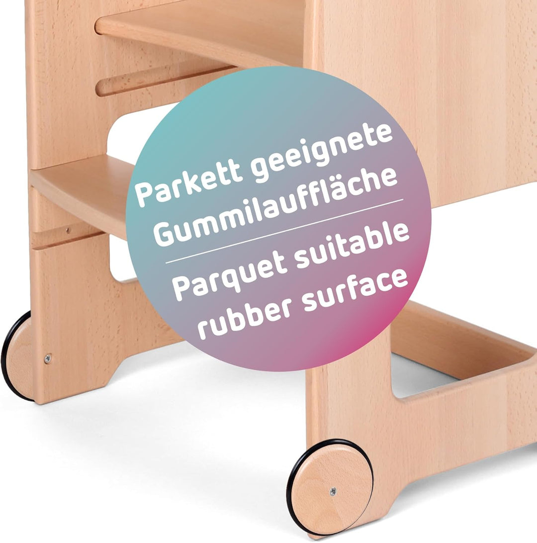 babybay Rollensatz mit Gummierung für Lernturm Littlefoot, Natur lackiert 9,2 x 9,2 x 1,8 cm Natur L