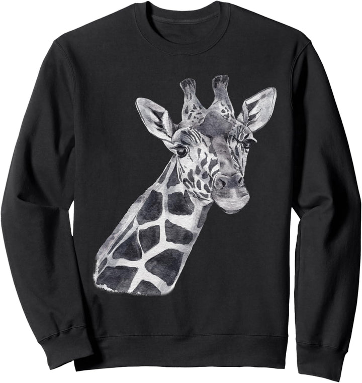 Giraffe Geschenk illustriert Aquarell Tier Schwarzweiss Sweatshirt