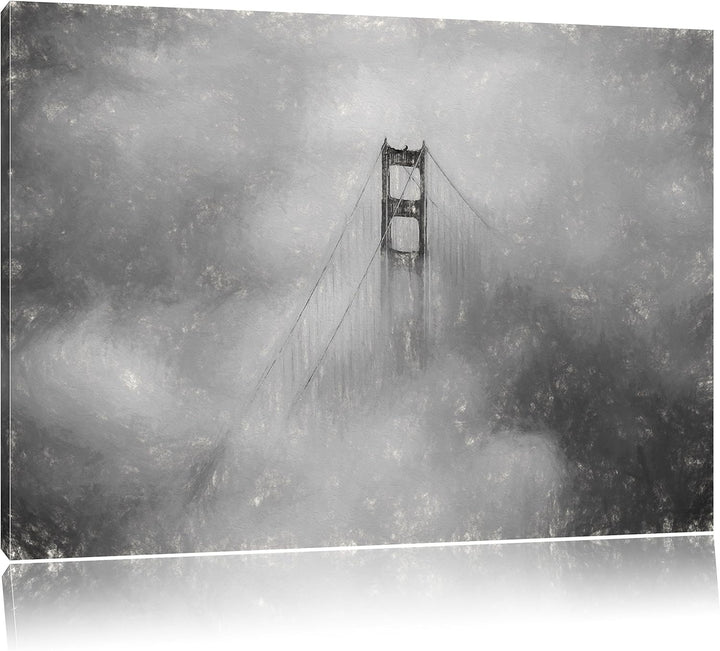 Pixxprint Golden Gate Bridge über den Wolken als Leinwandbild/Grösse: 100x70 / Wandbild/Kunstdruck/f