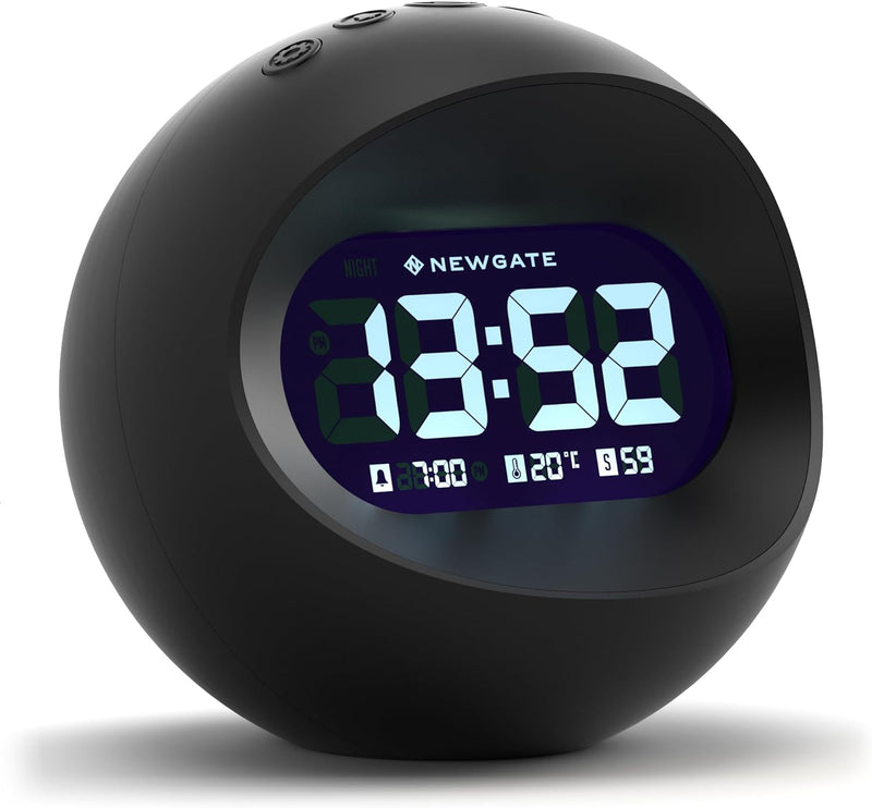 NEWGATE® Digital Centre of The Earth Wecker (Schwarz mit schwarzem LCD-Display) Black With Black Lcd