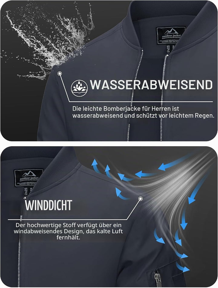 MAGCOMSEN Blouson Herren Jacke Leichte Bomberjacke Winddichte Übergangsjacke Freizeit Fliegerjacke m