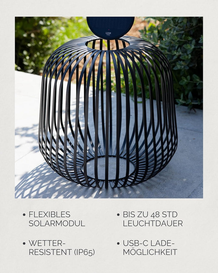LUUK Studio Mobile LED Gartenlaterne, Solarleuchte für drinnen & draussen in modernem Design, IP65 w