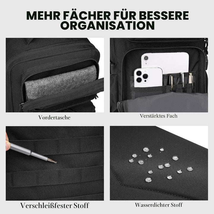 Wotony Taktischer Militärrucksack für Herren, wasserdicht, 3-Tage-Angriffsrucksack, Molle-Tasche mit