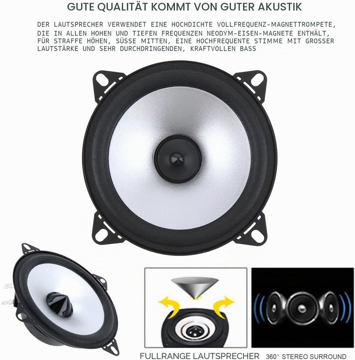 ePathChina HiFi Lautsprecher 10,2 cm, 60 W 2-Wege Auto-Koaxial, Audio, Musik, Stereo, volle Frequenz