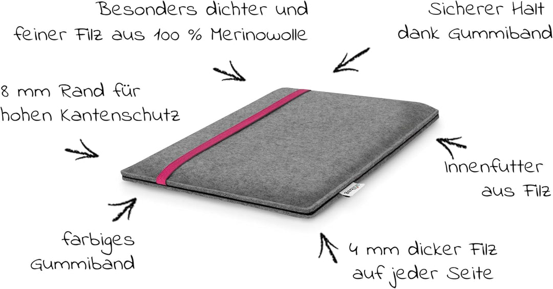 Stilbag massgeschneiderte Tablet-Hülle LEON | Tablettasche aus Filz | Tablet Schutzhülle | Tasche Ma
