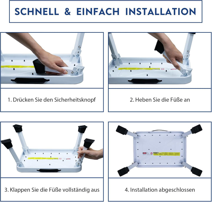 BONTEC Klapptritt, weisser Tritthocker klappbar bis 150 kg, rutschfeste Trittstufe mit Gummifüssen,