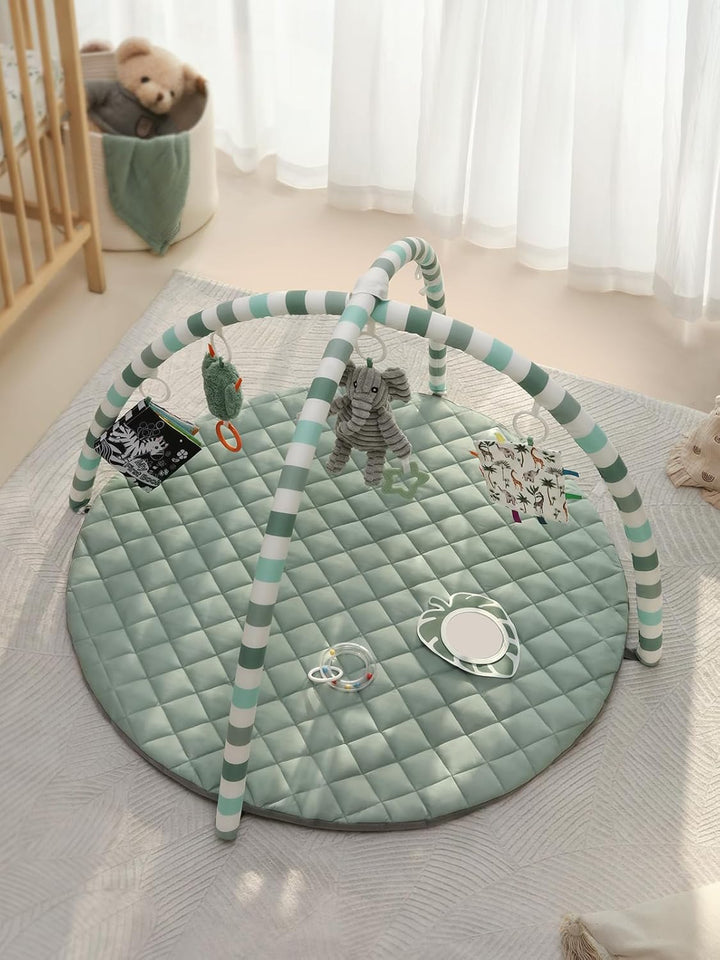 Blissful Diary Spielbogen Baby, Spieldecke Baby Gym Activity Decke mit 6 Abnehmbare Spielzeuge, krab