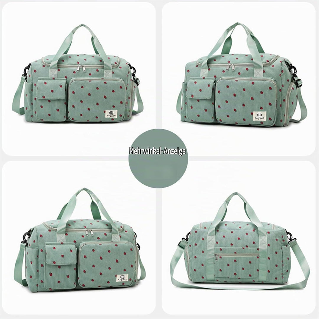 Reisetasche Damen, Sporttasche Damen mit Schuhfach, Nassfach and Kleine Geldbörse, Cord Schwimmtasch