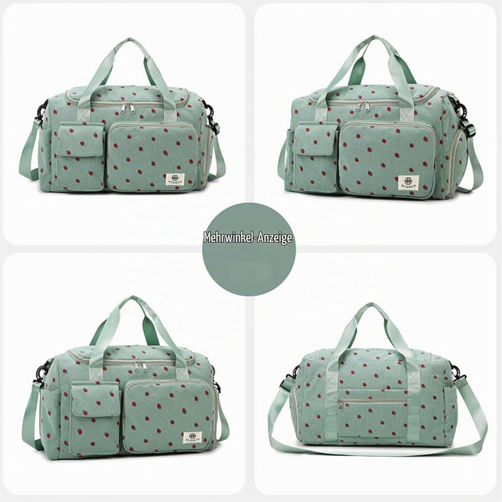 Reisetasche Damen, Sporttasche Damen mit Schuhfach, Nassfach and Kleine Geldbörse, Cord Schwimmtasch