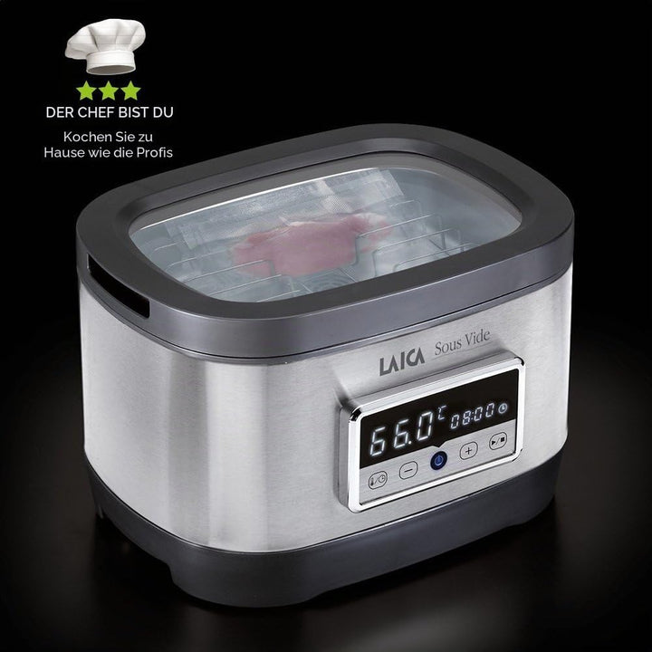 LAICA SVC200 Sous Vide Garer mit Vakuumierbeutel im Wasserbad, 700 Watt