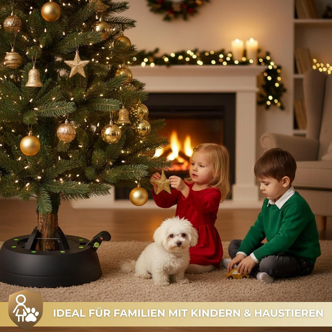 Kamai Stabiler Christbaumständer für Baumhöhe bis 2m, mit Einseiltechnik und Fusspedal, inkl. 2L Was