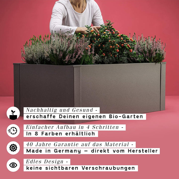 deinbeet Design-Hochbeet aus Aluminium-Metall, 100x60 cm und 100x100 cm, 8 Farben, Made in Germany (