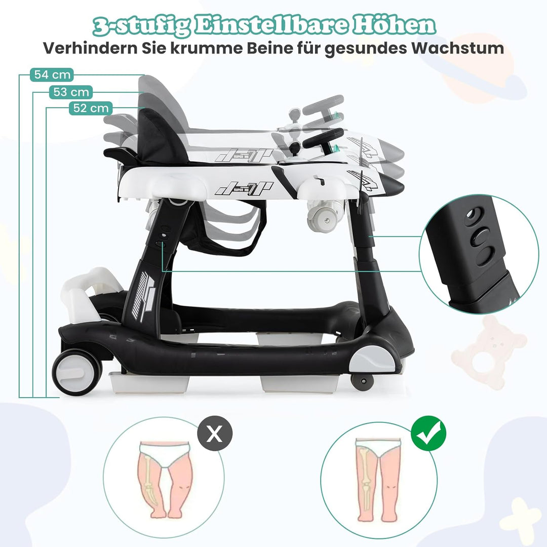 GOPLUS 6 in 1 Lauflernhilfe, Lauflernwagen mit einstellbarer Geschwindigkeit & 3 Höhen, Esstablett,