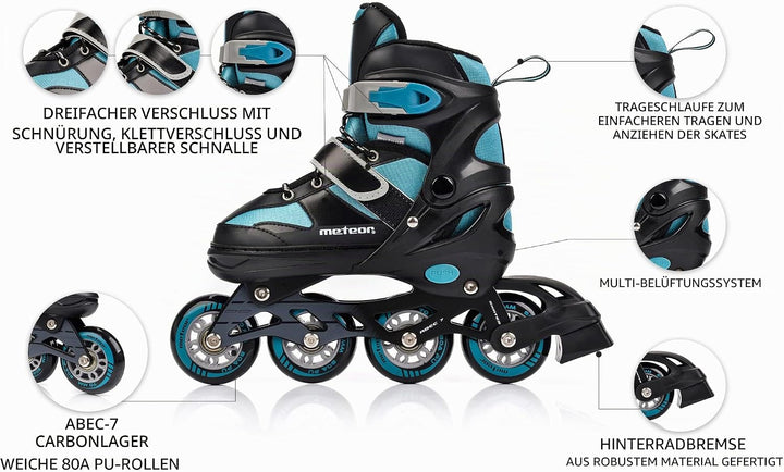 meteor® Inliner Rollen Inline Skates Mädchen und Jungen Inliner Kinder Inline Skates ABEC7 Rollen in