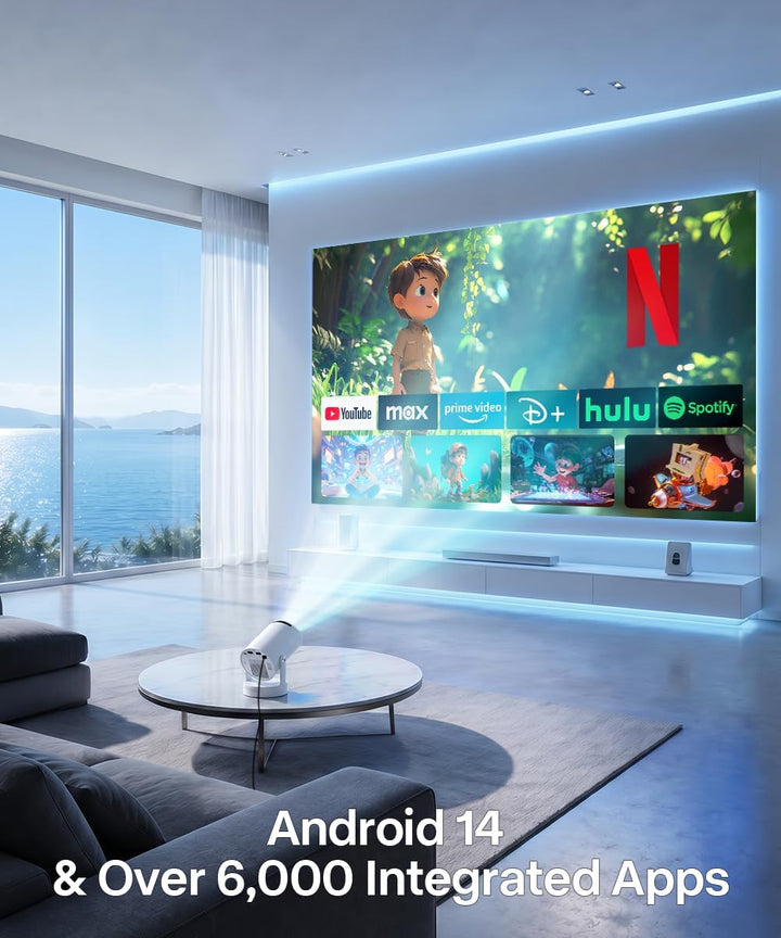Magcubic Mini Beamer 4K HY300pro+, Unterstützt Smart Beamer Android 14 Auto Trapezkorrektur, Beamer