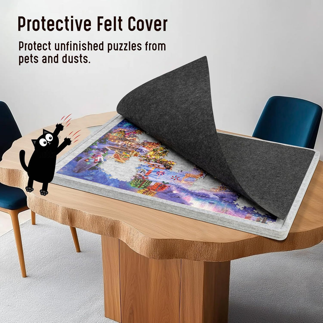 Lavievert 1000 Stück Puzzle Board mit Abdeckung, Puzzle Tisch mit 3 Neigungswinkel, Filzpuzzleablage