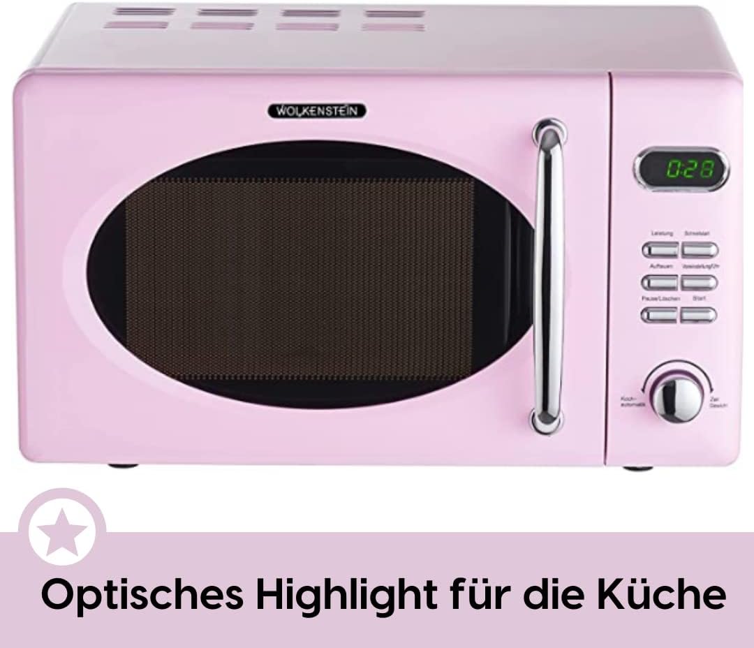 Wolkenstein Retro Stand Mikrowelle WMW720 SC I 700W Mikrowellenleistung I 20L Garraum I5 Leistungsst