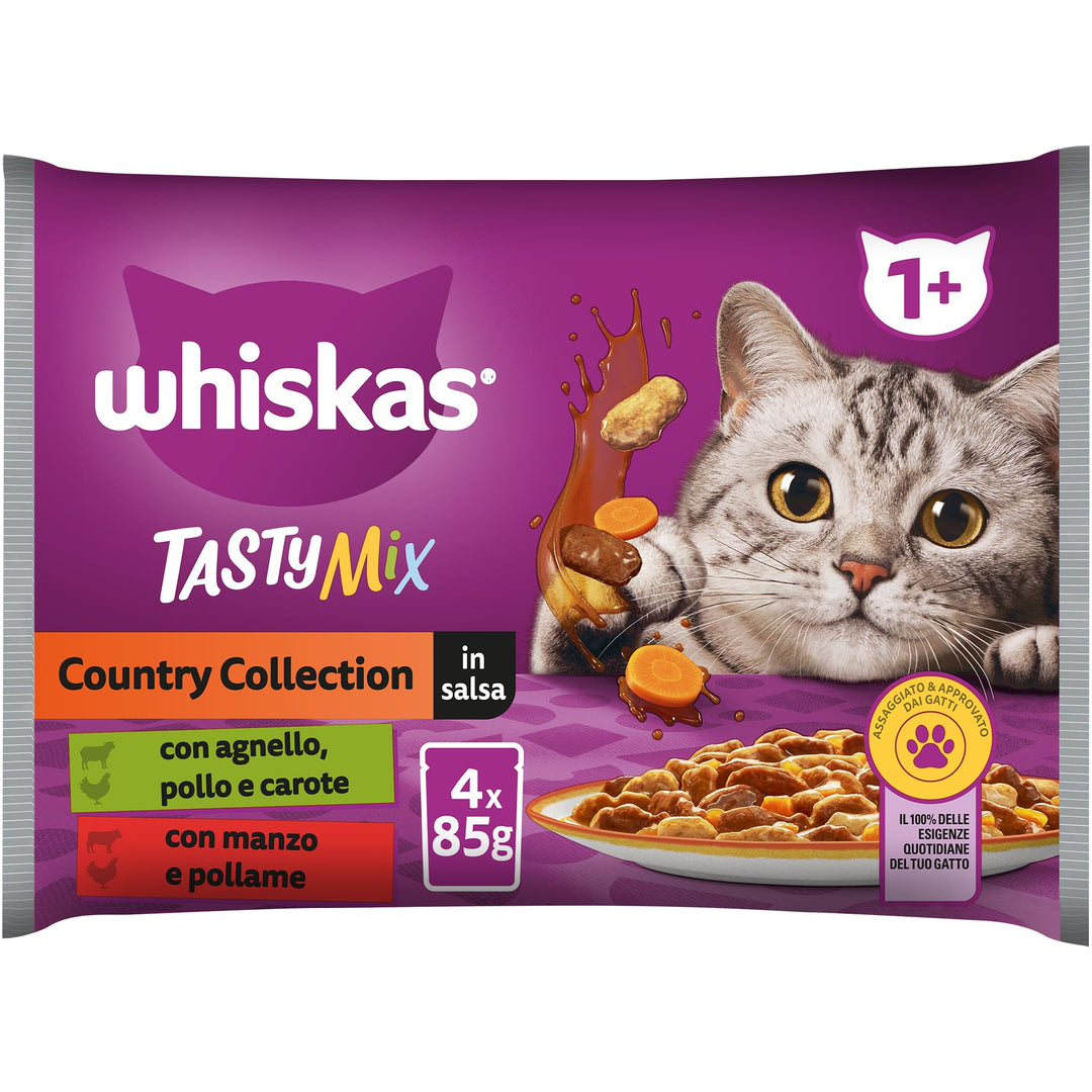 Whiskas Nassfutter für Katzen, Kollektion Country in Sosse, 13 x 4 x 85 g Whiskas Tasty Mix Country