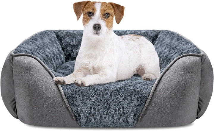JOEJOY Hundebett Mittelgrosse Hunde, rutschfest Hundebetten Anti-Angst Hundekorb, Weich Rosensamt Hu