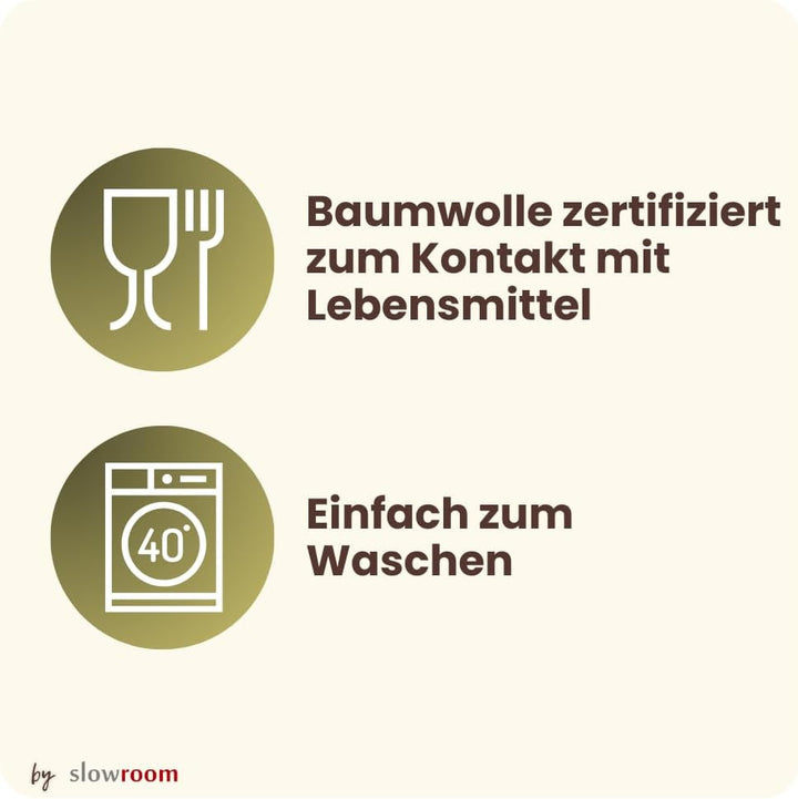 slowroom Brotbeutel zur Brotaufbewahrung und Frischhalten 3 in 1 - Brotkorb Stoff - Brottasche aus B