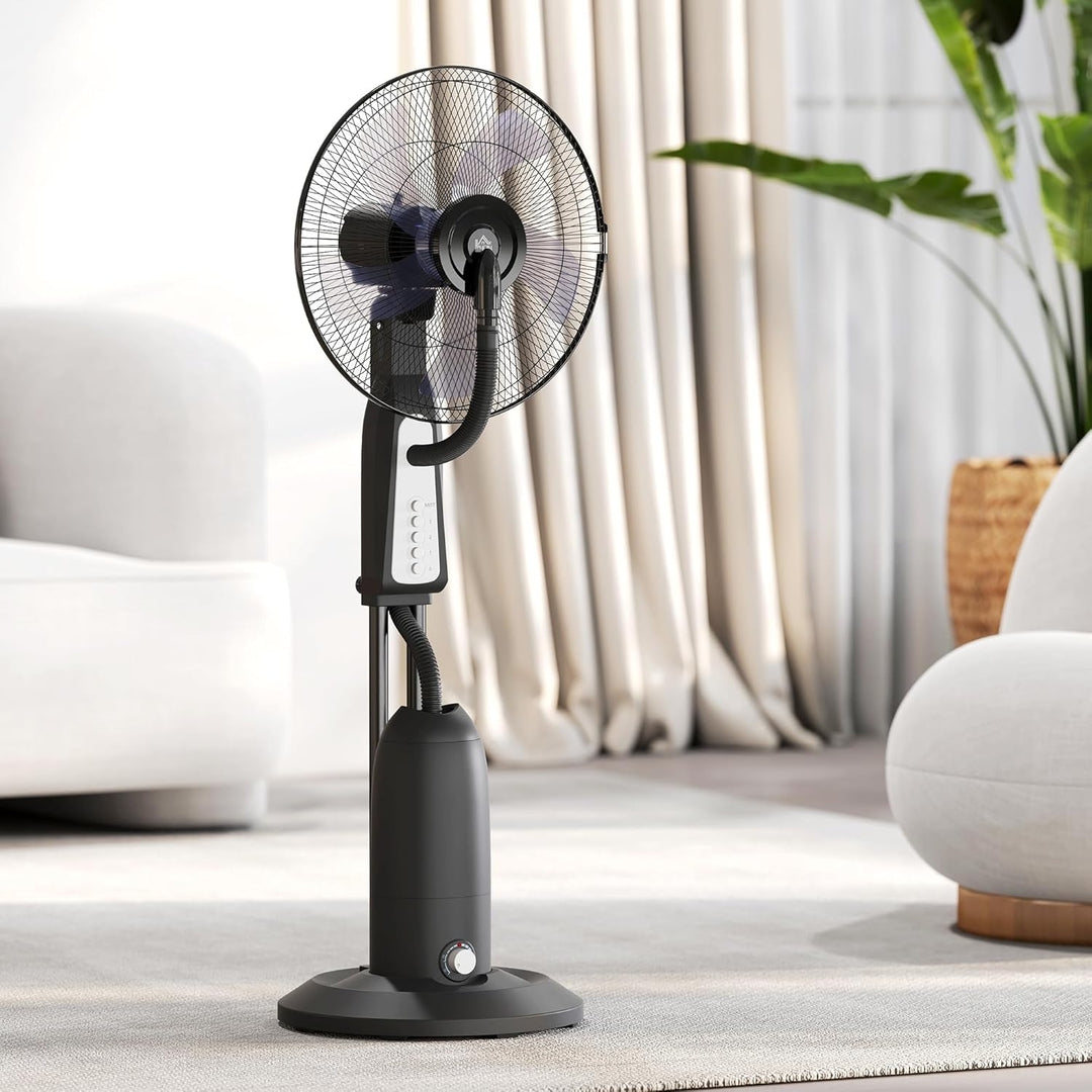 HOMCOM Ventilator mit Wasserkühlung, Standventilator mit Verstellbar Sprühnebel, 3 Geschwindigkeiten
